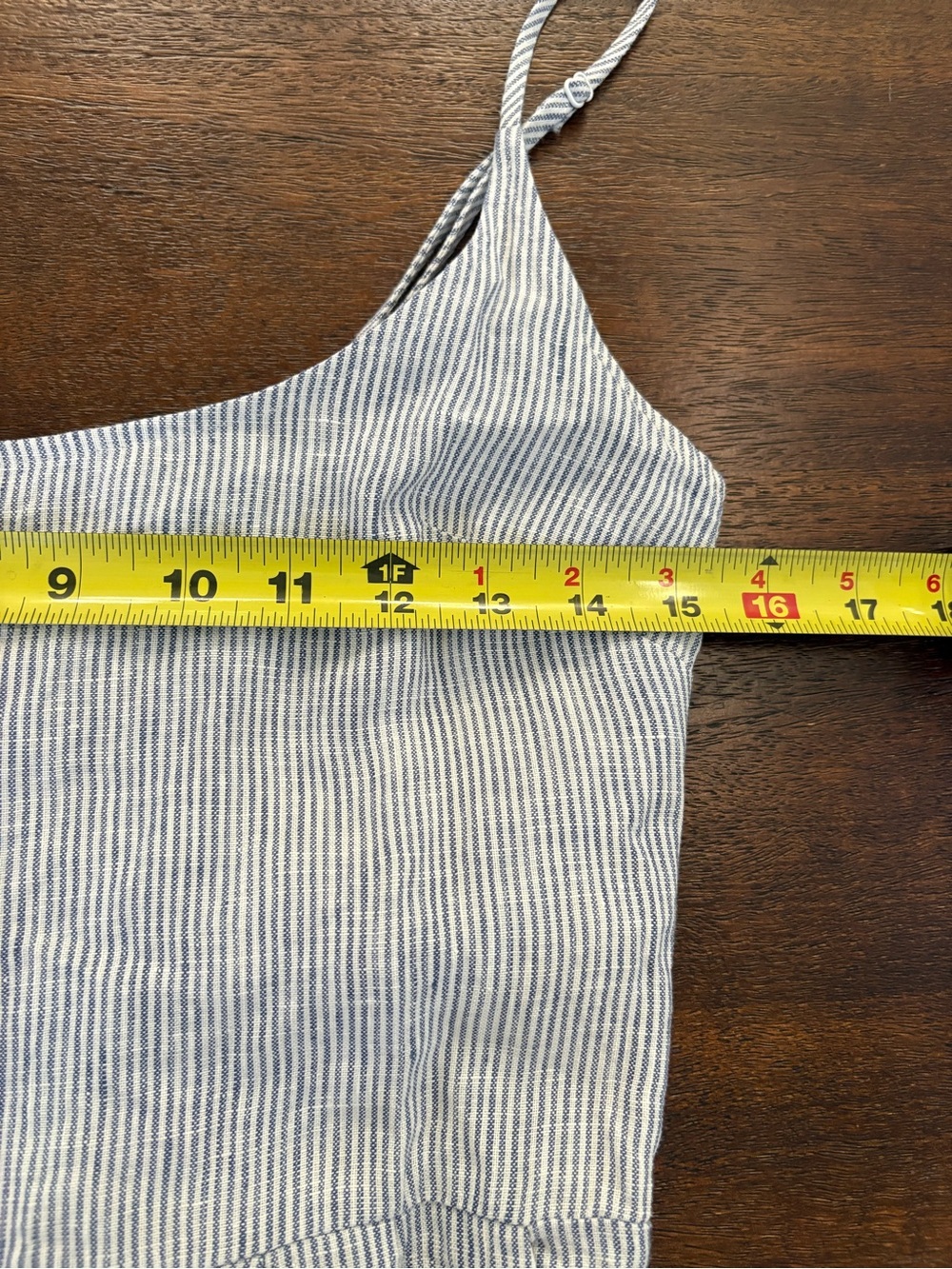 Quince European Linen Scoop Neck Midi Dress Pockets Blue Pinstripe Women's S - Picture 9 of 9